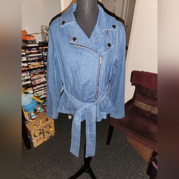 ELOQUII denim motto jacket - Picture 1 of 7